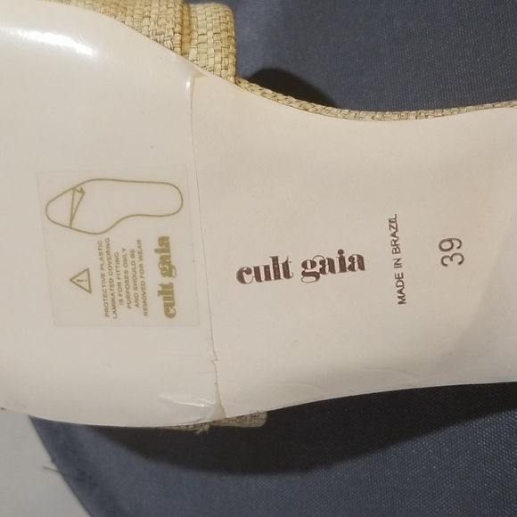 💕CULT GAIA💕 Nelly Sandal Tan Natural Raffia Open Toe Mule Low Heel 60s 39 NWT - Picture 11 of 16